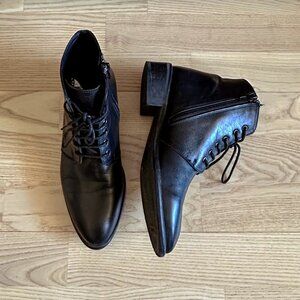 Black Leather Lace-up Chelsea Boots